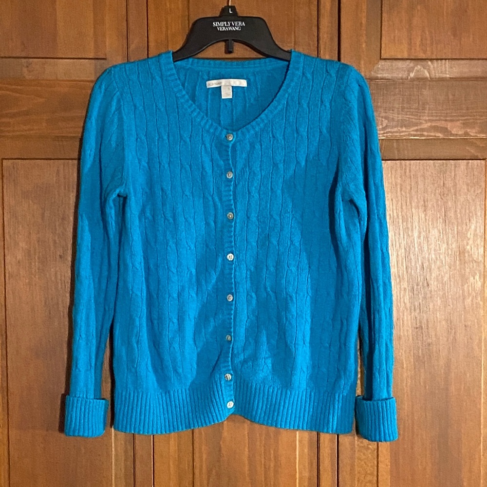 Old Navy Turquoise Blue Women's Cable Knit Cardigan - Picture 6 of 6